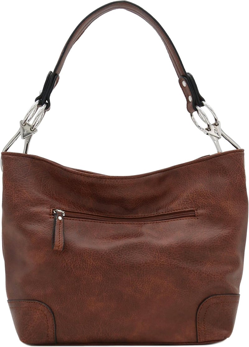 Alyssa Hobo Shoulder Bag with Big Snap Hook Hardware - Image 4